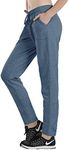 icyzone Sweatpants for Women - Active Joggers Athletic Yoga Lounge Pants with Pockets (L, Marine Blue)