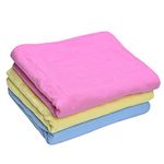 MK Handicraft (PurpleCrown), Pack of 3pieces Multicolor Pure Breathable Cotton and high Absorbent bedsheet for Newborn Babies, Swaddler Cum Comforter for Infants. (Children: L, 100cmx80cm, Yellow)