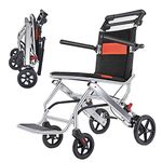 Wisging Ultra-Light Transport Wheelchair - Folding Portable Wheelchair with Hand Brake - Trolleys for Elderly Aircraft Travel