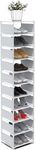 isightguard Narrow Shoe Rack, 10 Tier Vertical Shoe Rack for Closet Entryway Tall Slim Shoe Rack for Small Spaces Shinky Shoe Organizer Space Saving Corner Shoe Shelf Shoe Tower