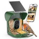 Smart Bird Feeder Camera, AI Identify Birds Species, 2K HD Color Night Vision, IP65 Waterproof Solar Powered Bird Feeder with 142° Wide Angle, Auto Capture & Real-Time Notifications