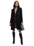 PRO-TEX Women Solid Winter Wear Double Breasted Woolen Overcoat Black Size 5XL