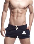 hotfits Men's Black Cotton Gym Shorts-Caution -S