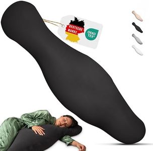Opanoli® ergonomisches Seitenschläferkissen mit Bezug aus 100% Baumwolle Anthrazit – Schwangerschaftskissen in einzigartiger Körperform – Öko-Tex – waschbar – Kuschelkissen – Stillkissen –Bodypillow