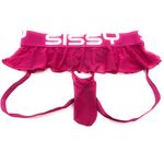 Sissy Tutu Skirt Mesh Fishnet Lace Jock Strap O Ring Panties - Bottom, Cuckold, JOS, Beta, CD, TS, Blacked (XX-Large) Hot Pink