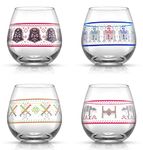 JoyJolt Star Wars Ugly Sweater Stemless Glasses. Set of 4 Large 15oz Glass Drinking Glasses, Kitchen Gifts for Men or Women, Collectibles Adults (JSW10839)