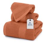 DAN RIVER 100% Luxurious Cotton Bath Towels Set - Premium Quality Pack of 3 - Ultimate Comfort and Absorbency for Bathroom, Luxury Bath Towels Set for Home & Spa (27" x 54"), Orange Rust