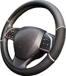 UKB4C Car Leather Look Steering Wheel Covers Universal 15 inch Breathable Anti-slip Wheel Sleeve Protector (Black)