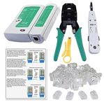 Inditrust Rj45 Rj11 Crimping Tool, KD-1 Professional Punch Down Tool, Network Lan Cable Tester, Ethernet Color Coding & 25 Pcs RJ45 Connectors Combo Set