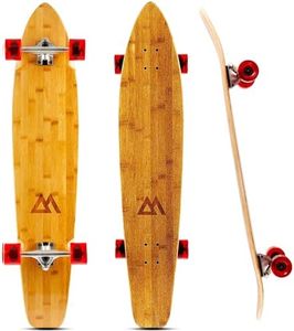 Magneto 44 inch Kicktail Cruiser Longboard Skateboard | Bamboo and Hard Maple Deck | Made for Adults, Teens, and Kids (Red)