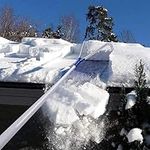 21 FT Snow Roof Rake Nylon Slide, Aluminum Snow Removal Tool with Adjustable Telescoping Handle, 5 Section Tubes And Wheels for Roof