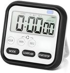 RATAVA Digital Kitchen Timer & Stopwatch, Large Digits, Loud Alarm, Kitchen Timer, Magnetic Countdown Digital Timer for Kids and Elderly, for Home Work Fitness, Cooking Without Batteries 1pc (Black)