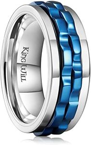 King Will Anneaux rotatifs noirs en acier inoxydable pour homme et femme, anneau anti-anxiété pour homme et femme, jouet sans stress, bague de mariage cool, R 1/2(59.53mm), Acier inoxydable, Aucune