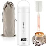 Portable Kettle Electric Travel Kettle small/Mini Tea Kettle Electric Water Boiler Cup With Display 4 Temperature Control, 500ml Leakproof Coffee Kettle with Clean Brush Cup Sleeve Auto Shut-Off