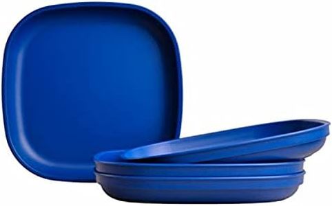 Re Play Made in USA 9" Heavy Duty Dining Plates | Virtually Indestructible Eco Friendly Recycled Polypropylene Plastic |BPA Free| Dishwasher Safe|Perfect for On The Go or at Home Dining| Navy (4pk)