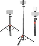 NEEWER Phone Tripod for Cell Phone & Camera with Remote, 65.2" All Metal Selfie Stick Travel Vlog Tripod Stand for iPhone with Phone Holder, Portable Camera Tripod for Canon Sony DLSR GoPro, TS05