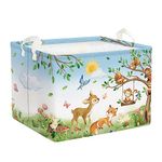 Clastyle Rectangular Jungle Animals Tree Storage Baskets Monkey Fox Deer Squirrel Colorful Shelf Basket Clothes Books Toys Storage Bin for Bedroom Kindergarten