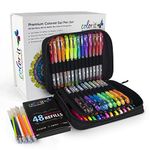 ColorIt Gel Pens For Adult Coloring Books – Premium Ink Gel Pens Set With Case Includes 48 Artist Quality Coloring Pens: 24 Glitter, 12 Metallic, 12 Neon Plus 48 Matching Refills For 96 Total Pieces