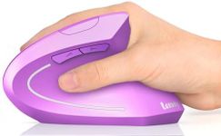 Lekvey Ergonomic Mouse, Wireless Vertical Mouse Rechargeable 2.4 GHz Optical Carpal Tunnel Mice : 800/1200 / 1600 DPI, 6 Buttons, for Laptop, PC, Computer, Desktop, Notebook etc, Purple