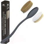 Avilana Shower Body Brush with Long 19 inch Curved Handle With Soft and Stiff Bristles, Long Silicone Handle Back Scrubber With Replaceable and Interchangeable Pads (Gray)