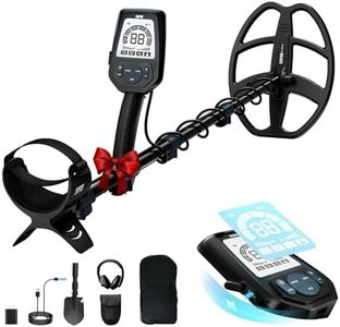 SUNPOW Professional Metal Detector for Adults Rechargeable - 6 Metal ID, IP68 Waterproof Coil, LCD Display, 5 Search Modes Metal Detector for Beach/River/Outdoor Treasure Hunting, OT-MD16