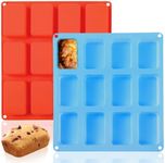 2 Pack Silicone Mini Loaf Pan, 12 C