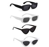 PC Star Full Rim Square Branded Latest and Stylish Sunglasses 100% UV Protected Men & Women Medium Black And White Frame Black Lens Pack of 4