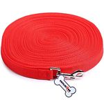 Petlicious & More® Nylon Dog Training Leash Dog Leash Long Leash 10 Ft Long Leash for Dogs (1" Inch Thick x 10 Ft Long) - Red