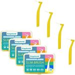 Kingubznis 80 Count Interdental Brush Cleaner Dental Brushes Toothpick Tooth Flossing Head Oral Dental Hygiene Brush Interdental Angle Brushes with Portable (Yellow, Micro Tight Teeth)