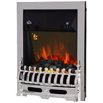 HOMCOM Contemporary Electric Fireplace Coal Burning Flame Effect Inset Fire Place Space Heater Glass View LED Lighting with Remote Control, 1000W/2000W