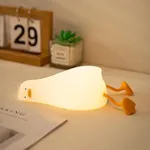 DREAMING MY DREAM Cute Duck Lamp, Fun Lying Flat Duck Night Light,LED Squishy Animal Novelty Lamp,Light up Duck for Kids Great Gift,3 Level Dimmable Nursery Nightlight Rechargeable Touch Lamp