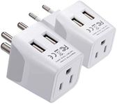 Ceptics India Travel Plug Set - with 2 USB + USA Socket Input - Type C and Type D- Ultra Compact - Safe Grounded Perfect for Cell Phones, Laptops, Camera Chargers