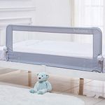 KOOLDOO Baby Toddler Bed Rail 59 inch Guard Extra Long Foldable Tall Safety Bedrail with Reinforced Anchor Safety System, for Twin Bed, Full Size Bed, Queen Bed(59" L*22.8" H, Grey)