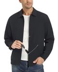 EKLENTSON Men's Bomber Jacket Lightweight Fall Windbreaker Jacket Full Zip Up Varsity Jacket Coat Black,L