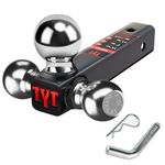 TYT Trailer Hitch Tri Balls Mount 1-7/8, 2, 2-5/16-Inch Balls, 2" Trailer Hitch Receiver, Black Chrome Coated Trailer Hitch Come with 5/8" pin