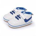 YWY Baby Boys Girls Sneakers Anti-Slip Prewalkers First Walking Shoes Walkers PU Leather Upper 12-18 Months White/Blue