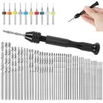 57 Pcs Pin Vise Precision Pin Vise Hand Drill with Twist Bits Set of 56pcs Professional Quality Swivel Head Pin Vise Hand Drill Rotary Tool with Mini Twist Drill Bits Set for Jewelry Wood