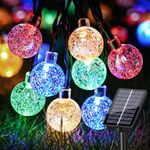 Fancycoco Solar Lights Outdoor Garden Fairy Lights Waterproof,36ft 60 LED Ultra-Bright Solar String Lights Outdoor Garden Lights with 8 Modes for Yard Camping Christmas Wedding Party Decoration-RGB