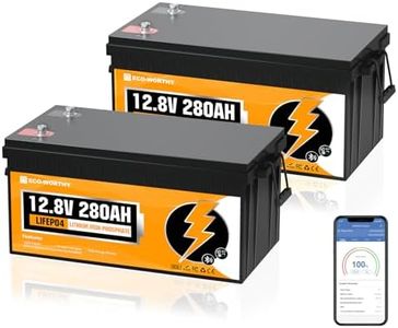 ECO-WORTHY 12V 280Ah 2Pack LiFePO4 Lithium Battery, 6000+ Deep Cycles Lithium Iron Phosphate, 7168Wh Energy, Support in Series/Parallel, for RV, Off-Grid, Solar Power System, Home Backup, UPS, Marine