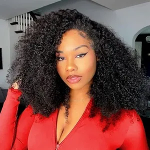 LUXEDIVA Kinky Curly Lace Front Wigs, 18 Inch 13x6 HD Lace Frontal Black Curly Wig for Women, 12A 180% Density Pre Plucked with Baby Hair Afro Human Hair Wigs