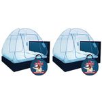 Tri-Activ Mosquito Net for Double Bed I King-Size Premium Machardani by Piramal I 30 GSM I Outdoor I Strong and Durable I Pop-up Format I Foldable I Corrosion Resistant, Blue (Pack of 2)