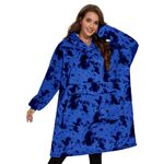 GOYYNA Wearable Blanket Hoodie, Oversized Sweatshirt Blanket Giant Hood Pocket and Sleeves for Adult, Warm &Cozy Hooded Blanket Gifts for Women Men Tie Dye Blue