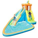 DORTALA Inflatable Water Slide for Kids, Giant Blow up Waterslide Jumping Castle w/Climbing Wall, Splashing Pool, Long Slide, Backyard Water Park for Kids & Adults Party Gifts (Without Blower)