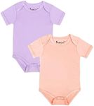 Jimonda Baby Bodysuits Rayon from Bamboo Short Sleeve Baby Boys Girls Rompers Soft Outfits Newborn Clothes (Blush&Violet,12-18 Months)