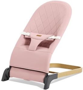 Foldable Baby Bouncer, Baby Bouncer Seat with 3 Adjustable Heights, Portable Newborn Rocker, Ergonomic Baby Bouncer Seat for Natural Bounce, Bouncer for Babies 0-6 Months, Soft Cotton (Pink)