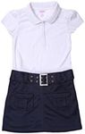 French Toast Girls SZ9202 Belted Polo Dress Short Sleeve School Uniform Dress - Blue - X-Small/4/5