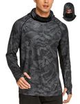 COOrun Men’s Hooded Sun Shirts with Mask UPF 50+ Fishing Shirts for Men Long Sleeve Lightweight Hoodies Camo Hiking Shirts