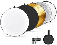 Neewer 32"/80cm Photography Reflector Light Diffuser & Reflector Holder Clamp for Light Stand, 5in1 Pop up Disc Reflector Kit with Bag-Translucent/Gold/Silver/Black/White for Outdoor Lighting, RF-80
