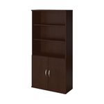 Bush Business Furniture 36W 5 Shelf Bookcase with Doors in Mocha Cherry