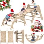 Toddler Climbing Toys Indoor, Foldable Climbing Toys for Toddlers, Montessori Climbing Set with Triangle Climber, Arch Ramp, Rock Climber, Slide, Rocker, Wooden Montessori Toys for Toddlers